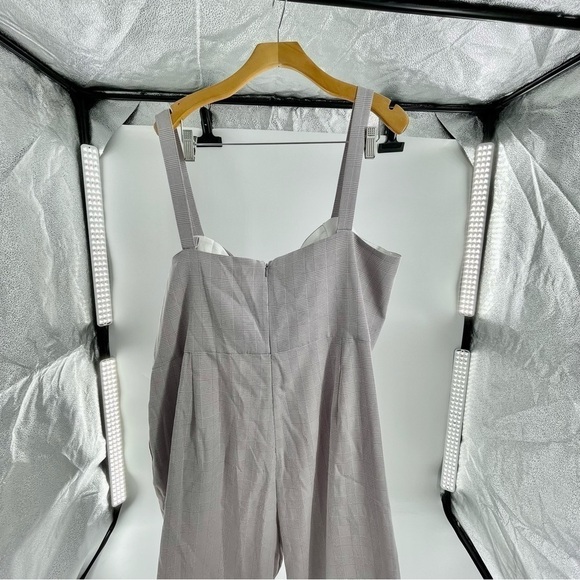 Roxy Glen Plaid Jumpsuit Spring WAYF Neutral Front Cutout Plus Size 3X NWT - Picture 6 of 14